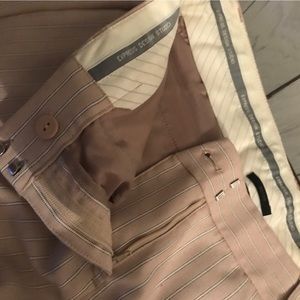 Beige and White Pinstripe Editor Express Pants